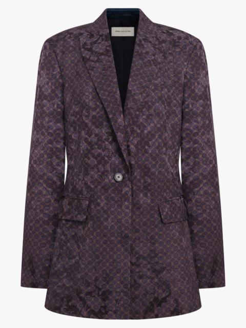 Dries Van Noten BAFTAN FLORAL MOTIF SINGLE BREAST JACKET | BROWN