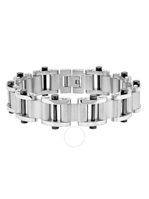 Other Designers Robert Alton Stainless Steel Black & White Bar Men's Link Bracelet