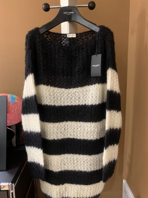 SAINT LAURENT Saint Laurent 13FW Mohair Black White Striped Sweater