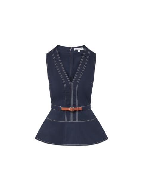 VERONICA BEARD NICKLEBY BELTED PEPLUM TOP