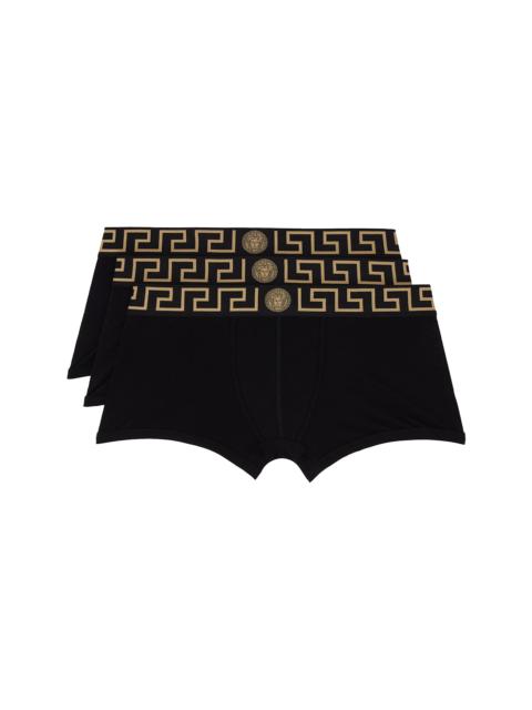 Three-Pack Black Greca Border Boxer Briefs