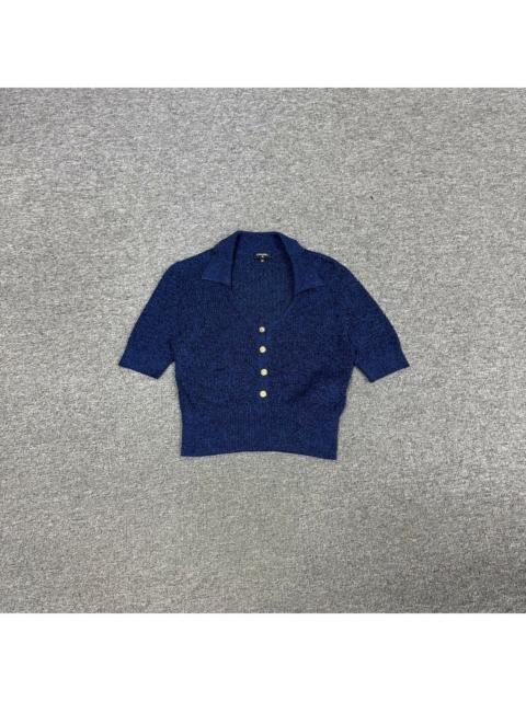 CHANEL Chanel blue gold button short sleeve knit cardigan