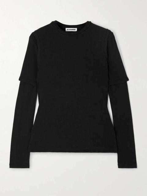 Set of three cotton-jersey tops Black