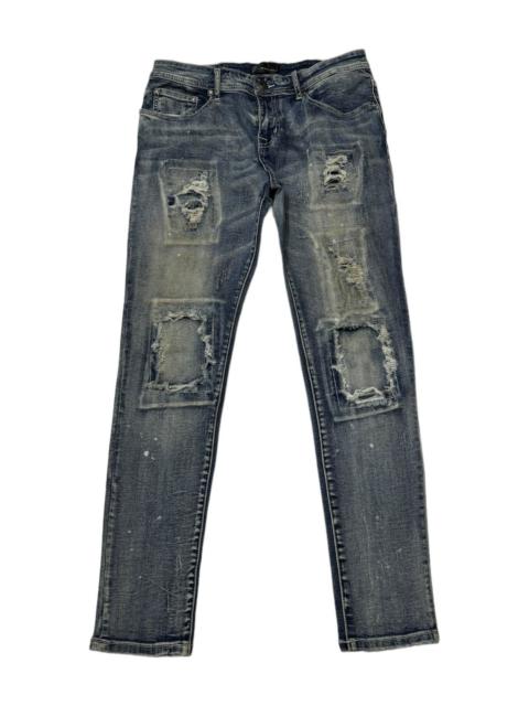 Other Designers VINTAGE V-MEN THRASHED PATCHWORK DISTRESS DENIM JEANS