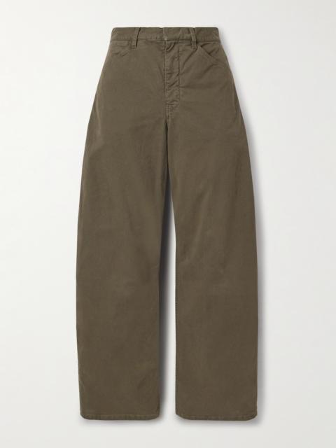 NILI LOTAN Tribeca Brushed Cotton-blend Twill Barrel-leg Pants