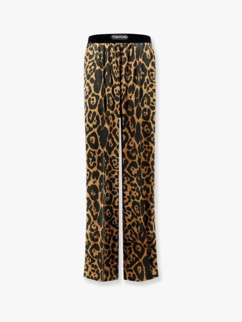 TOM FORD Tom Ford Stretch Silk Trouser With Animalier Print