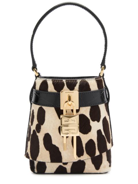 Givenchy Shark Lock Micro Leopard-print Calf Hair Bucket bag