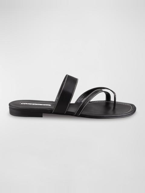 Manolo Blahnik Susa Flat Leather Sandals
