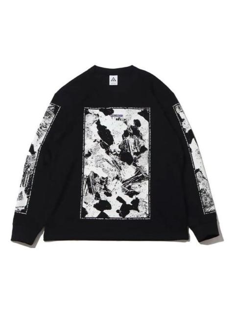 Men's Nike SS22 ACG Large Abstract Rock Pattern Printing Round Neck Pullover Black DQ4962-010