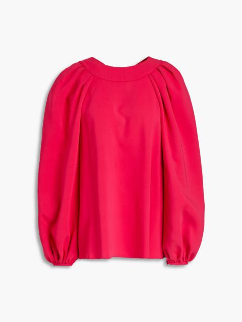 Oscar de la Renta Gathered stretch-silk crepe top