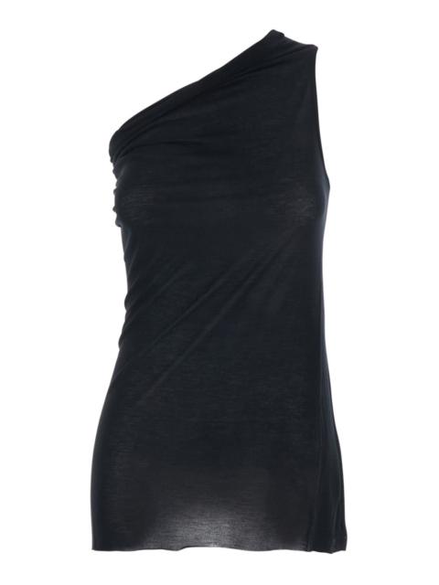Rick Owens Rick Owens Women 'Athena' Black Top With Asymmetrical Design In Viscose And Silk Blend Woman