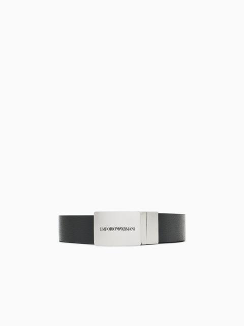 EMPORIO ARMANI Reversible leather belt with logo buckle
