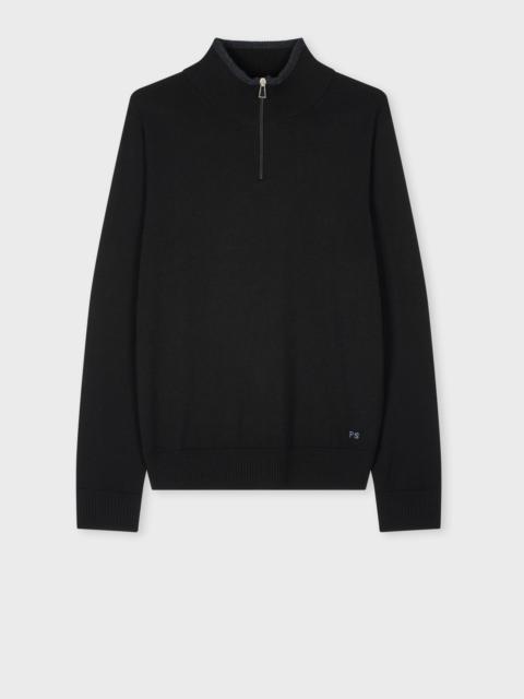 Paul Smith Black Merino Wool Half Zip Sweater