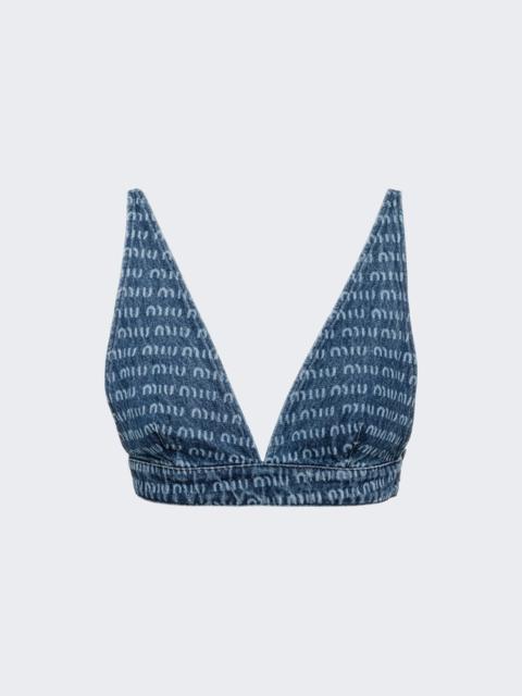 Miu Miu Denim Logo Top Blue