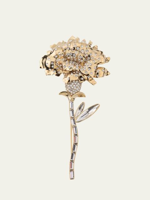 Alexander McQueen Crystal Carnation Stem Brooch