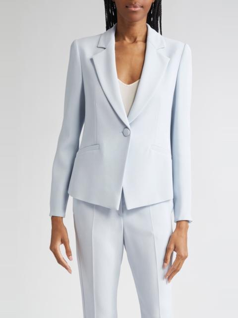 EMPORIO ARMANI Emporio Armani Cady One-Button Crepe Crop Blazer in Zen Blue at Nordstrom