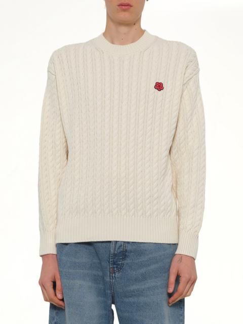 KENZO Boke Flower Cable Knit Jumper in Ecru