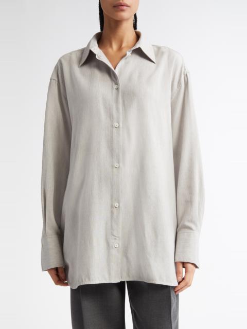 TOTEME TOTEME Relaxed Fit Button-Up Shirt in Pale Grey Melange at Nordstrom