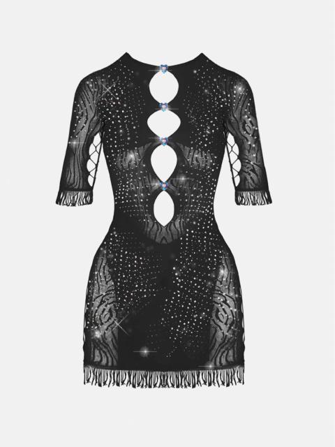 POSTER GIRL RHINESTONED MIRANDA DRESS JET BLACK