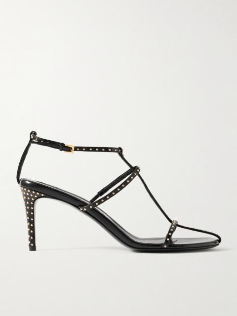 KHAITE Cage Studded Glossed-leather Sandals