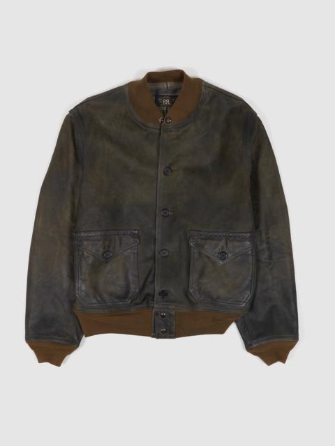 RRL by Ralph Lauren Double RL Time-Worn Indigo Dyed Leather Flying Jacket