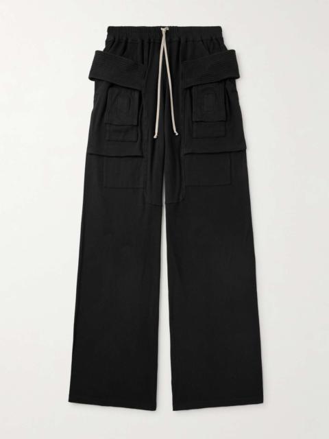 Creatch Wide-Leg Brushed Cotton-Jersey Drawstring Cargo Trousers
