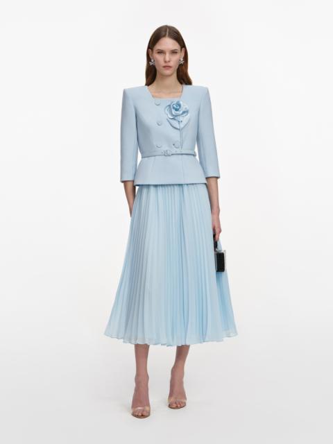 self-portrait Blue 3D Flower Chiffon Midi Dress