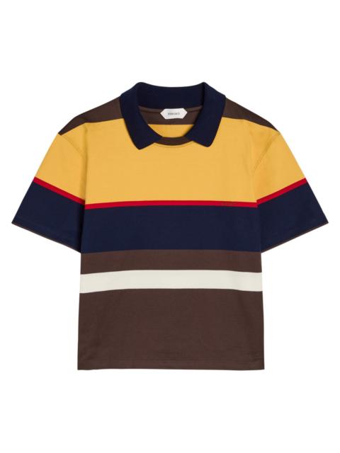 VERSACE Versace Logo-embroidered Striped Cotton Polo T-shirt