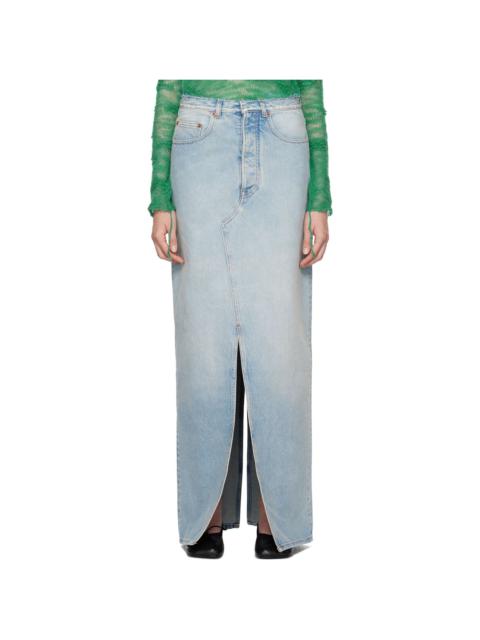 MM6 Maison Margiela Blue Slit Denim Maxi Skirt