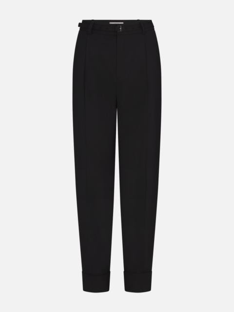 FRAME The Cuffed Pleated Trouser in Black