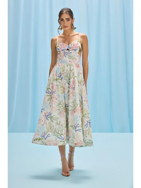 PatBO SEAWEED FLUTTER MIDI DRESS