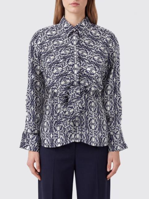 Max Mara Max Mara Women Monogram Print Pure Silk Shirt Max Mara With French Collar