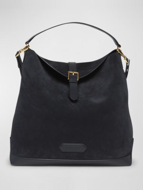 Men's Suede and Leather Hobo Bag