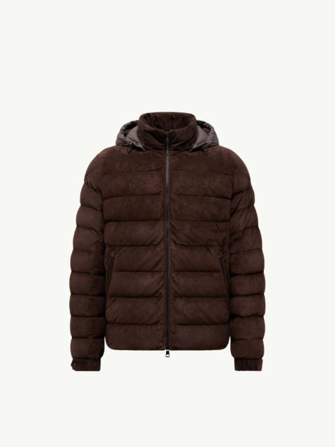 Moncler Arneb Hooded Suede Short Down Jacket