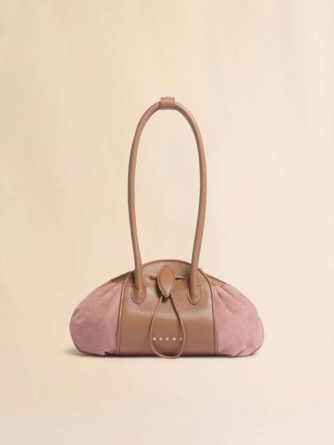 Marni PINK LEATHER AND SUEDE TULIPEA SHOULDER BAG