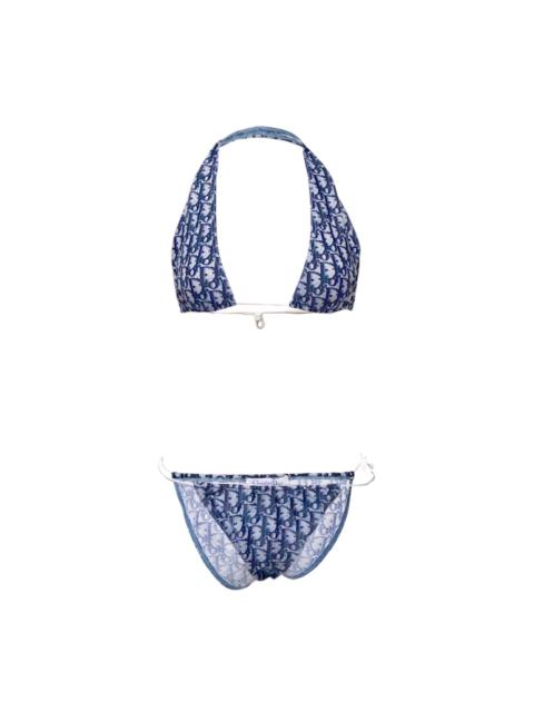 Dior NEW Dior Galliano Spring 2002 blue oblique monogram bikini swimsuit