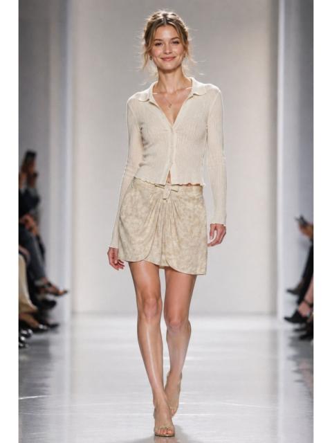 GIORGIO ARMANI Mani Giorgio Armani Beige Floral Damask Draped Mini Skirt