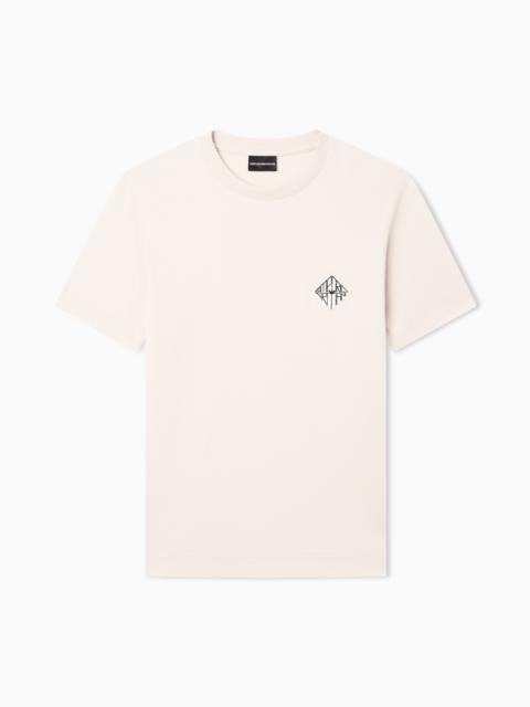 EMPORIO ARMANI SLIM-FIT LYOCELL-BLEND JERSEY T-SHIRT WITH LOGO PATCH