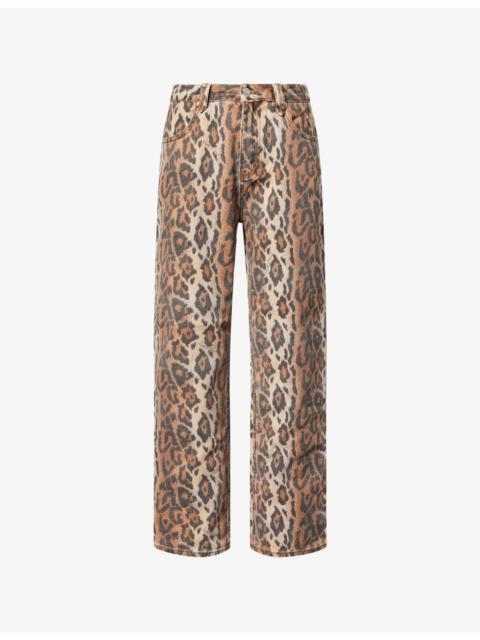 House of Sunny Leopard Jessie Straight-Leg Denim Jeans