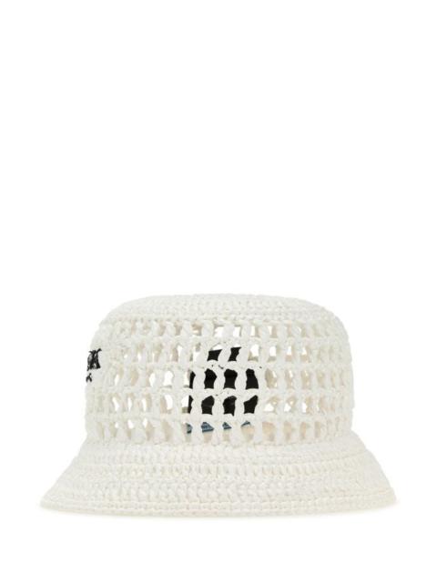 Prada Woman White Raffia Bucket Hat