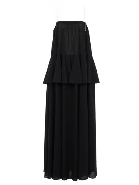 Chloé SILK GEORGETTE SLEEVELESS LONG DRESS
