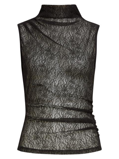 VERONICA BEARD Veronica Beard Mylie Lace Mock Neck Sleeveless Top in Black at Nordstrom