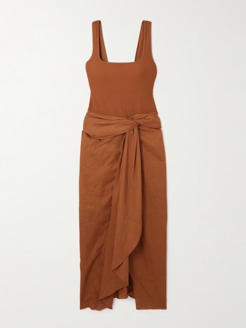 Johanna Ortiz Encanto Pacifico Asymmetric Linen And Ribbed-knit Dress