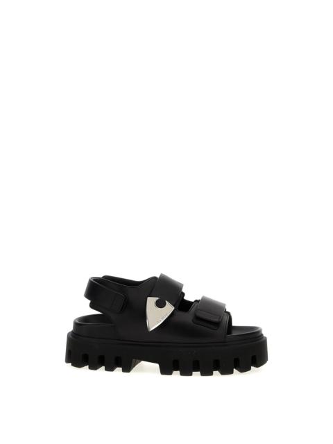 Alexander McQueen ALEXANDER MCQUEEN Parachute Black Leather Sandals New & Auth