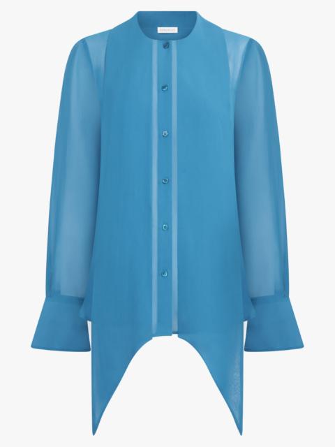 NINA RICCI L/S TIE NECK BLOUSE | LAGOON BLUE