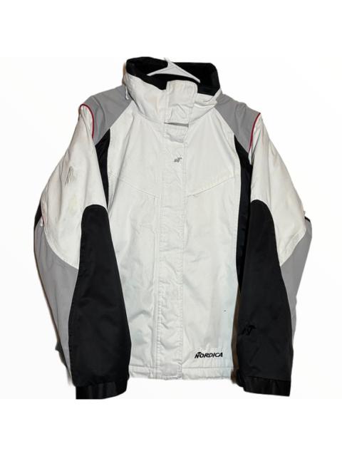 Other Designers Nordica Ski Snow Jacket 100% Nylon High Neck Full Zipper White Black Gray 8