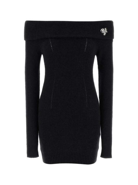 Blumarine Blumarine Women Black Alpaca Blend Off-The-Shoulder Mini Dress