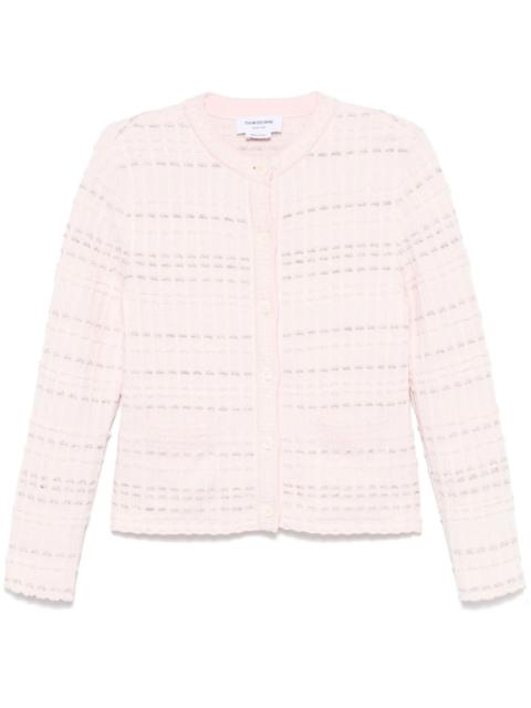 Thom Browne Seersucker Knit Tweed Jacquard Cardigan Women
