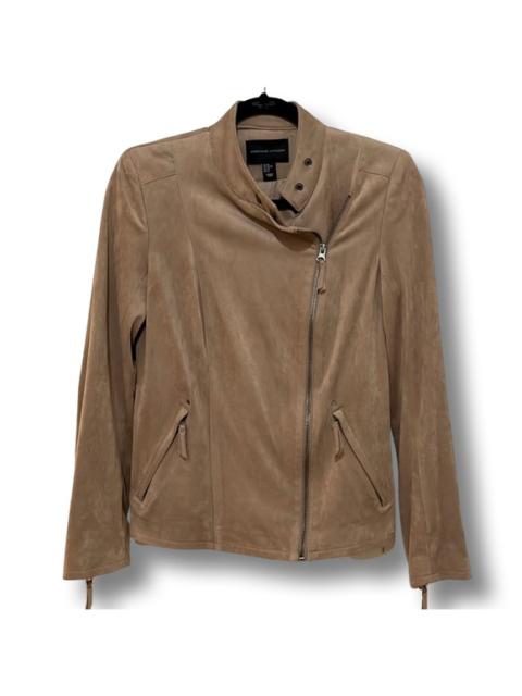 Other Designers Adrienne Vittadini Tan Faux Suede Moto Jacket