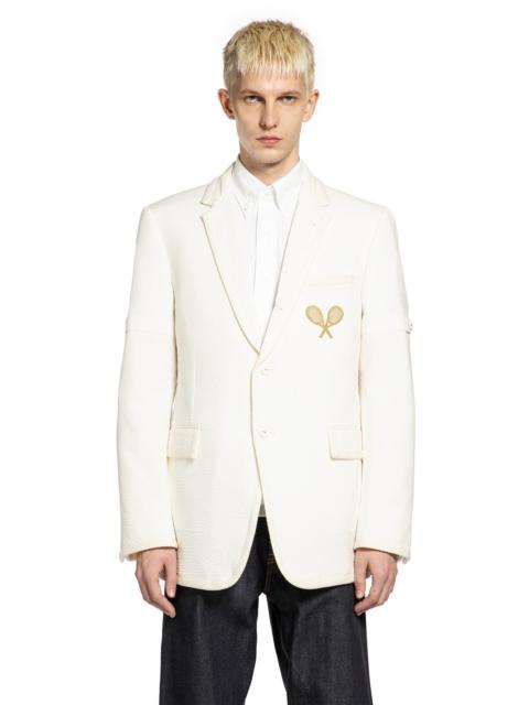 Thom Browne Wide Shoulder Blazer In Wool Seersucker